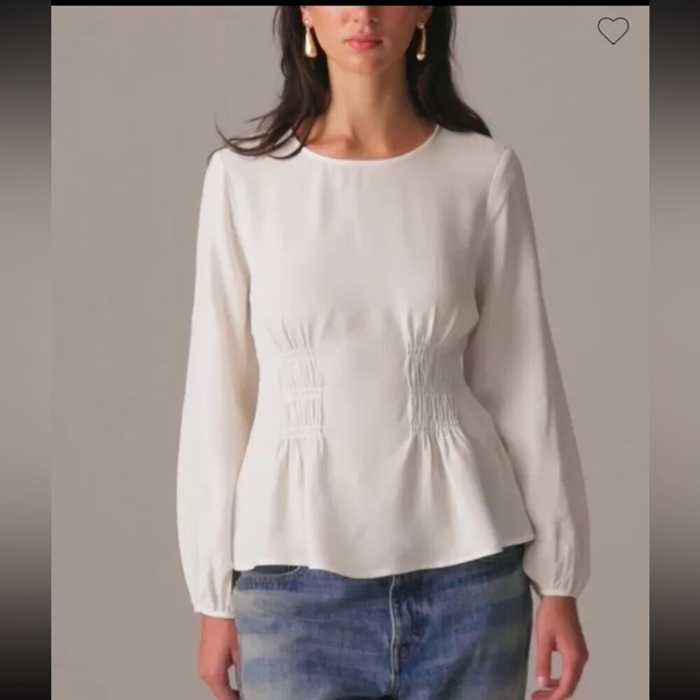 J.Crew Size 8 Shirred-waist top in viscose crepe Size 8 CF445